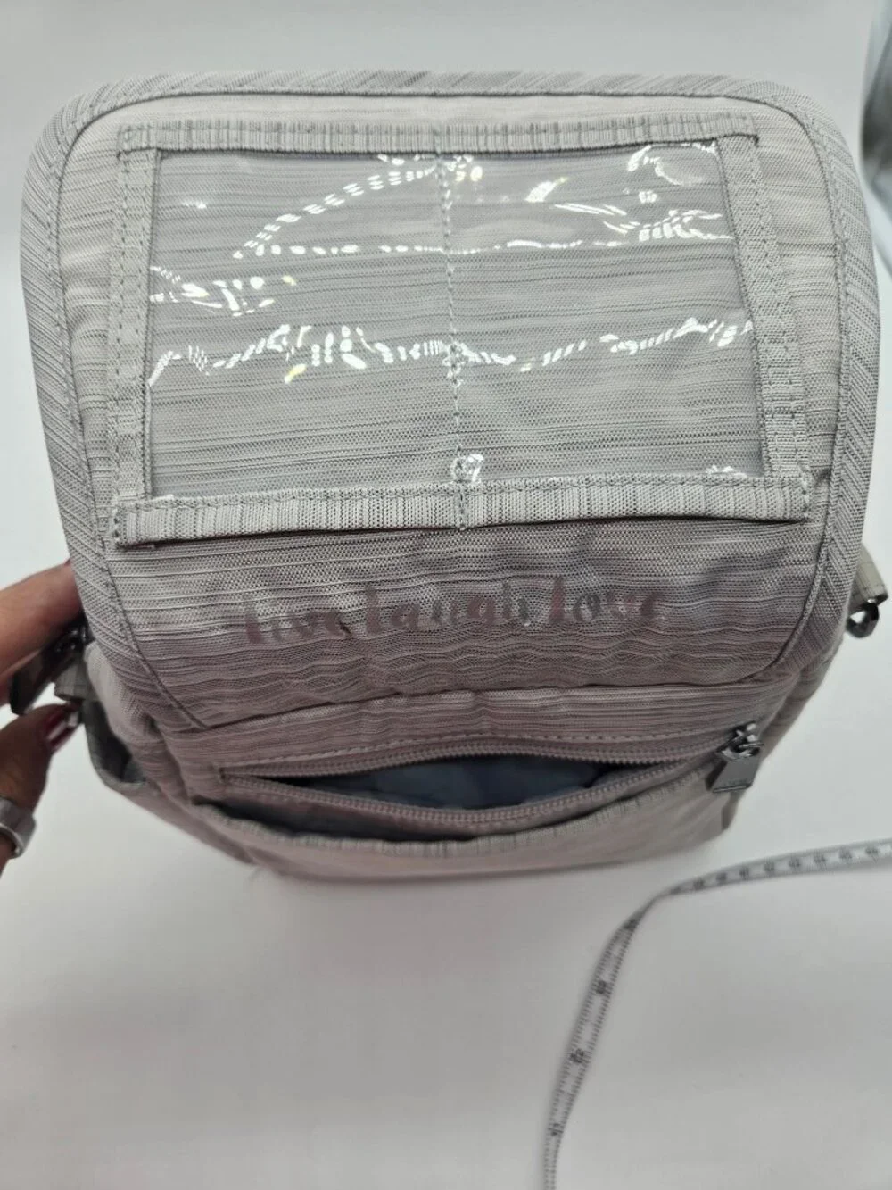 Lug Flapper Gray Nylon Convertible Crossbody Belt Bag Live Laugh Love